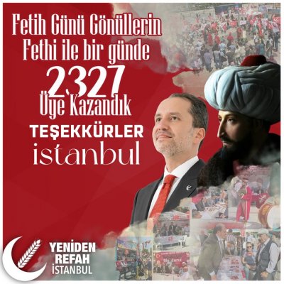 Fetih Günü Gönüllerin Fethi ile bir günde 2327 Üye Kazandık. Teşekkürler İstanbul!